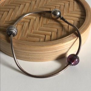 Pandora silver bracelet with charm beads